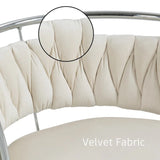 SERENIT Silver Swivel Upholstered Velvet Adjustable Height Counter Stool with Metal Frame White V255-GP2311R-WHITE