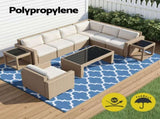 Gardeon Outdoor Rugs 274x366cm Large Carpet Reversible Area Mat PP Dual-Sided Patio Rug Blue OR-9X12FT-WAVE-BU