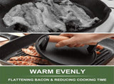 Burger 7Inch Round Cast Iron Smash Bacon Meat Steak with Wood Handle for Griddle, Sandwich, Nonstick V1369-AZ3-W-11799