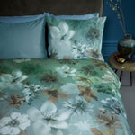 Bedding House Lou Blue Green Cotton Floral Quilt Cover Set Queen V442-HIN-QUILTCS-LOU-BLUEGREEN-QS