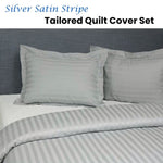 Jason Silver Satin Stripe Tailored Quilt Cover Set Queen V442-WAM-QUILTCS-STRIPELTAILORED-SILVER-QS