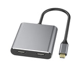 4 in1 Type C to Dual HDMI-compatible USB 3.0 4K Display Adapter Converter for MacBook Pro - Grey V1263-JX-239