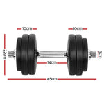 Everfit 30kg Dumbbell Set Weight Plates Dumbbells Lifting Bench FIT-K-DB-SET-30KG