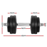 Everfit 30kg Dumbbell Set Weight Plates Dumbbells Lifting Bench FIT-K-DB-SET-30KG