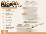4 Piece Detachable Nonstick Aluminium Alloy Cookware Set - Stackable Frying Pan and V888-ELOSUNG52956