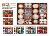 62-Piece Hand-Painted Christmas Ball Ornament Set with Assorted Shapes and Textures for Holiday Tree V1341-ZY-2DTQTSTP-B