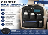 Black Car Seat Back Organizer - 210D Oxford Cloth, Water-Resistant & Multi-Pocket Design V888-ELOSUNG53510