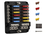 12V 12 Way Marine Fuse Block Panel with Ground & Volt Box for Car Automotive Boat V1369-AZ3-W-08944