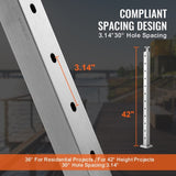 VEVOR Cable Railing Post, 42" x 2" x 2" Steel 30&deg; Angled Hole Stair Railing Post, 12 Pre-Drilled V952-1JZLGZ1067556VUN5V0