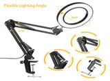 Tomshine Flexible Clamp-on Table Lamp Swing Arm Dimmable LEDs Desk Light 3 Color Modes & 10 V1294-YM0901-LT168