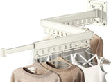 Wall-Mounted Folding Drying Rack with Windproof Holes & Retractable Rod for Balcony, Bathroom & V1107-CS-MDKZDLYJB
