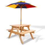 Keezi Kids Wooden Picnic Table Set with Umbrella ODF-KID-PICNIC-UM-NW