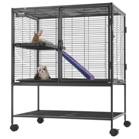 VEVOR 36" Metal Small Animal Cage 2-Tier Rolling Ferret Cage with Tray A Ramp V952-JSXDL322233IWSCUUV0