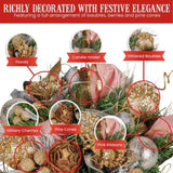 Christabelle 26cm Christmas Centrepiece Lush Green Holiday Jewelled Baubles Foliage Flowers Pin 112_GUE527