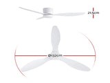 Devanti 52'' Ceiling Fan 3 Blades DC Motor w/Light w/Remote White CF-C-52-70L-WH