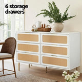 Artiss Chest of 6 Drawers Lowboy Cabinet White FUR-U-CDR-04-RAT-WH-AB