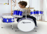 Karrera Mini 4-Piece Children Drum Kit Set Wooden with 2 Toms Bass Pedal Snare Stool Metallic B 4PC-DRUM-BU