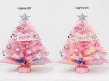 With LED String Light, Christmas Tree with Silver Star Topper, Tabletop Xmas Tree Ribbon Bow, Gift V1107-128-72370