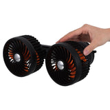Dual Head Black Car Fan with Suction Cup for Dashboard and Window Adjustable 360 Degree Rotation V1369-AZ3-W-14524