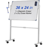 Mobile Dry Erase Board Magnetic Whiteboard w/ Stand 60 x 90cm Double Sided V952-YDSMBBB3624INEY10V0
