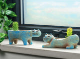 2 Pcs Cat Planter 6 Inch Long Ceramic Cat Shape Flower Pots Retro Cat Succulent Planters Animal V1366-AZ2-W-04833