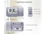 Desk Snooze LED Digital Backlight Date Function USB Charge Alarm Clock Projector-Silver - Silver V1263-JX-387