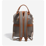 Retro Nylon Backpack PU Leather Color-Block / Packable & Lightweight / 14-inch Laptop Compartment / V1232-TQDNB-001