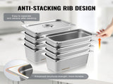 8 Pack Hotel Pans, 1/3 Size Anti-Jam Steam Pan with Lid, 0.8mm Thick Stainless Steel Steam Table V952-13FCCPBXG8JTBFFA9V0