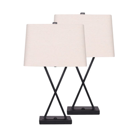 Sarantino Metal Table Lamp Rectangular Shade X Stand LMP-MLM-50643