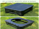 Grey Large Portable Folding Camping Toilet Stool - Capacity Emergency Potty for Car, Outdoor Travel, V888-ELOSUNG47288