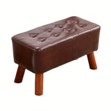 NNETM Elegant Hardwood Entryway Faux Leather Bench V728-LP89537