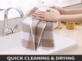 Homaxy 100% Cotton Waffle Weave Check Plaid Kitchen Towels, 13 x 28 Inches, 4-Pack, White & Black V1258-DP02-F-159