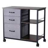 Mobile Metal File Cabinet with 3 Fabric Drawers and 2 Open Shelves Brown V952-JSHXWJGJTMZWJXFB8001V0