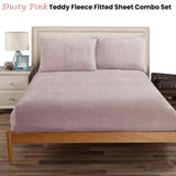 Ramesses Teddy Fleece Fitted Sheet Combo Set Dusty Pink King V442-KIT-FITTEDSS-TEDDYFLEECE-DUSTYPINK-KI