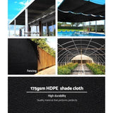 Instahut 70% Shade Cloth 3.66x30m Shade Cloth Sail Heavy Duty Shadecloth Garden Mesh Roll BK SH-CL-366X300-175-BK