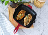 Enamelled Cast Iron Square Grill Pan - Red V196-CIFP03