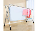 SOGA 1.6m Portable Standing Clothes Drying Rack Foldable Space-Saving Laundry Holder with Wheels BSXG2514