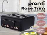 Pronti Breakfast Set with Rose Gold Kettle & Toaster with 1.2L Espresso Machine - Black KT-TS-850D-BK