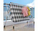 SOGA 2X 2.4m Portable Standing Clothes Drying Rack Foldable Space-Saving Laundry Holder with Wheels BSXG2516X2