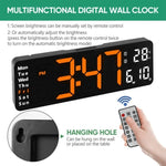 13" Orange Large Digital Big Jumbo LED Wall Desk Clock Display With Temperature Calendar V201-FAZ0013OR8AU