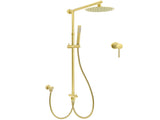 Brushed Gold Twin Shower 8" Round Head Single Mode Handheld Rose Sliding Rail Small Face Mixer Set V1233-SC842GSS019CBGKSR108GKRD201G60