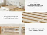 Artiss Bed Frame Double Size Wooden with 3 Shelves Bed Head White WBED-G-S1-D-ABC