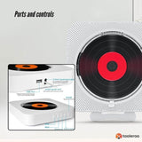 Tooleroo Wall Mountable CD Player Speaker - Bluetooth HiFi FM Radio White V238-SUPDZ-41113578569808