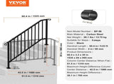 Handrails for Outdoor Steps, 5 Step Stair Hand Rail Kit, Transitional Carbon Steel Railings with V952-BPXGMDZLSLZFDP9MRV0