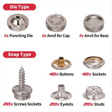Heavy Duty Snap Fastener Tool Adjustable Snap Button Kit with 3 Dies, for Boat Cover Leather Fabric V1370-AZ4-10399