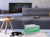 Comfortable Cotton Linen Foot Rest Ottoman with Folding Storage and Washable Cover V1369-AZ3-W-18256