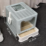 Foldable Cat Litter Box with Pull-Out Tray -Easy Cleaning and Anti-Splash Design Blue 51*41*38cm V888-ELOSUNG10444