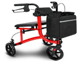 Orthonica 3-Wheel Folding Rollator Walker with Seat Lightweight Aluminium Mobility Aid Adjustab FRW-MAS-518-RD