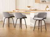 Artiss Bar Stools Set of 3 Kitchen Wooden Bar Stool Dining Chair Swivel Velvet BA-TW-8908-GYX3