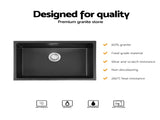 Cefito Kitchen Sink 70x45cm Granite Stone Sink Single Bowl Black SINK-STONE-A-7045-BK